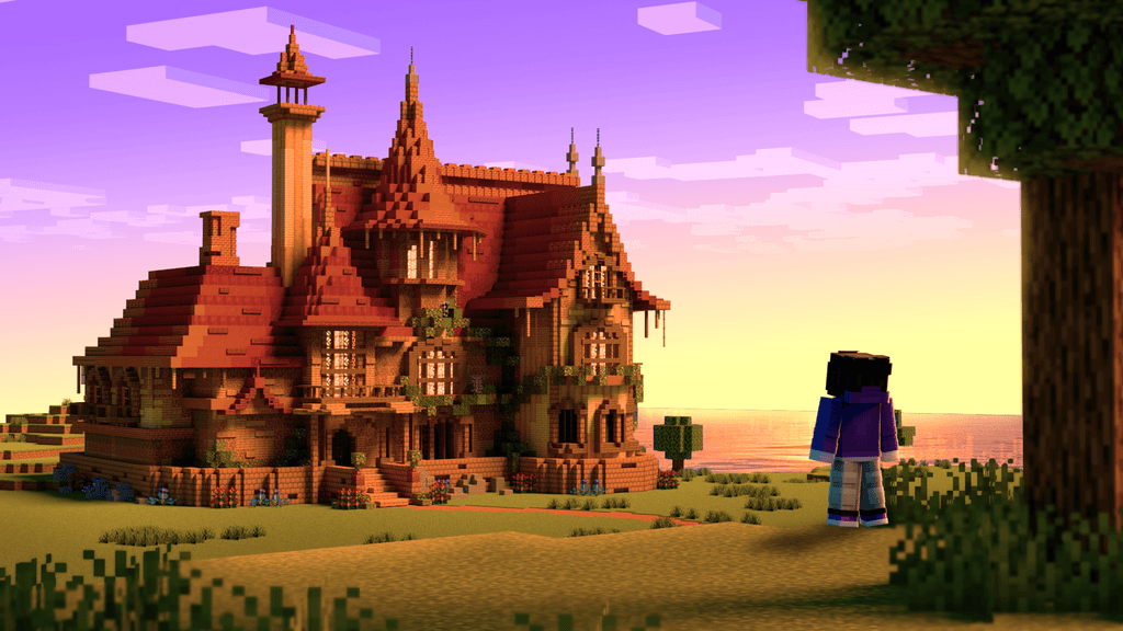 knighty looking at a luxury house he built